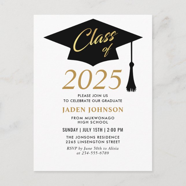 Modern Class of 2026 Graduation Party Invitation Postcard (Front)