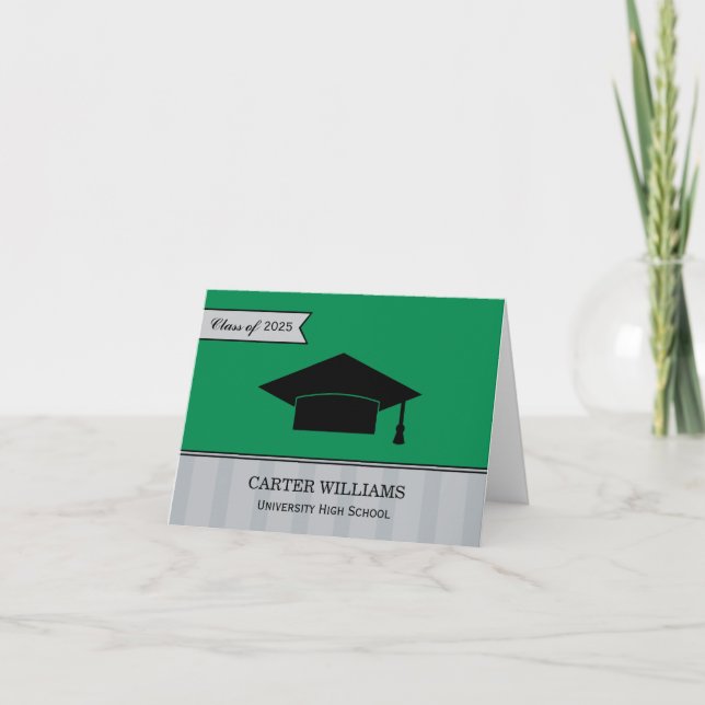 Modern Class of 2026 Green Custom Graduation Thank You Card (Front)