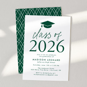 Modern Class of 2026 Green Graduation Party Invitation