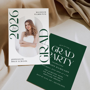 Modern Class of 2026 Green Photo Graduation Party Invitation