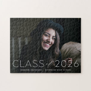 Modern Class of 2026 Photo Graduation Jigsaw Puzzle