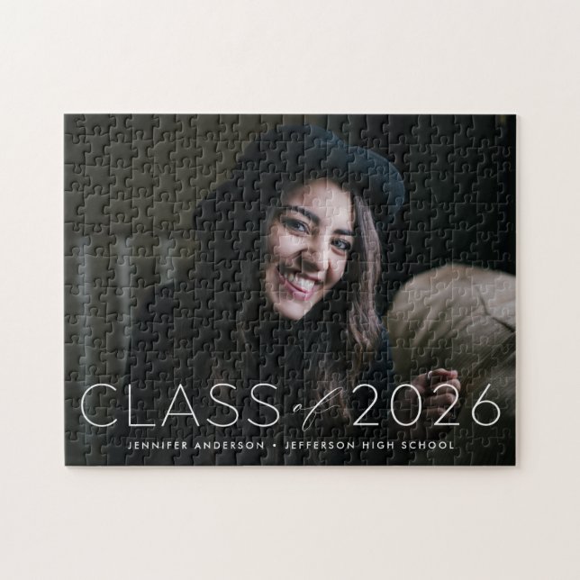 Modern Class of 2026 Photo Graduation Jigsaw Puzzle (Horizontal)