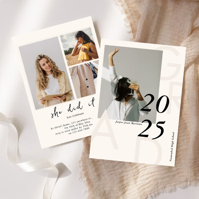 Modern Class of 2026 Photo Minimal Graduation  Invitation (Creator Uploaded)