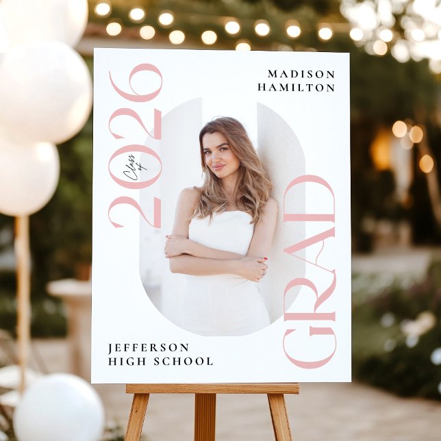 Modern Class of 2026 Pink Graduation Welcome Sign (Creator Uploaded)