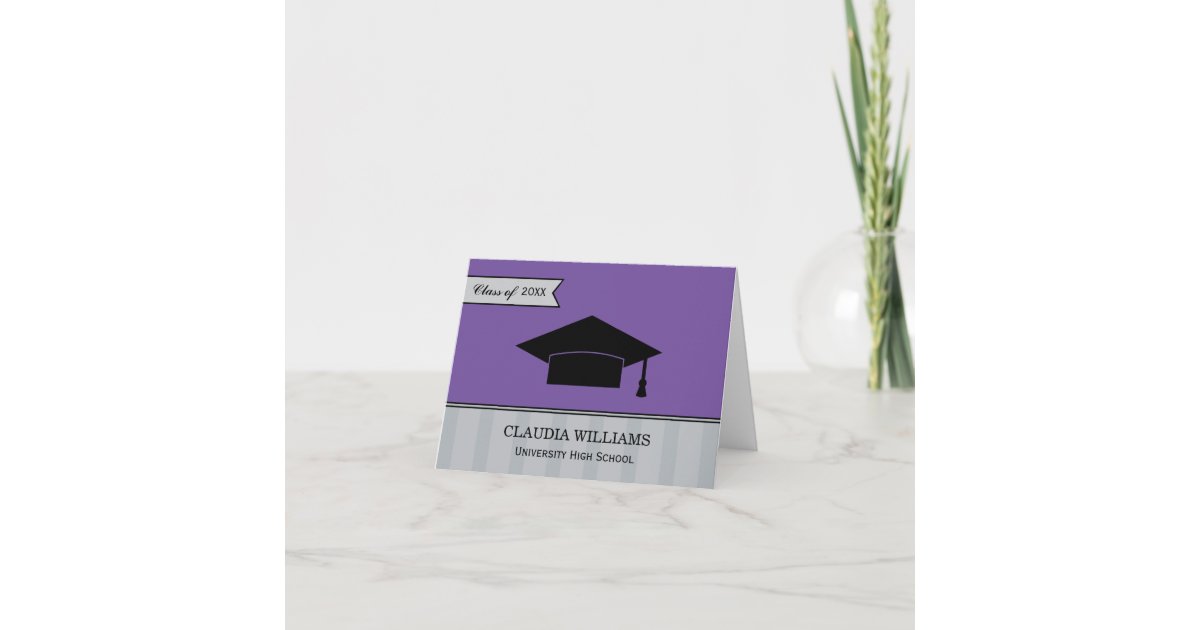 Modern Class of 2026 Purple Custom Graduation Thank You Card | Zazzle