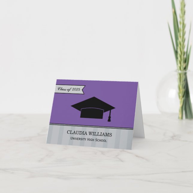 Modern Class of 2026 Purple Custom Graduation Thank You Card (Front)