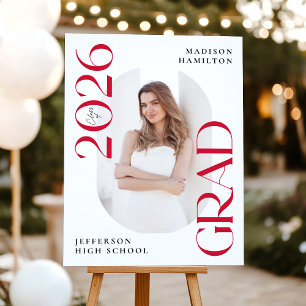 Modern Class of 2026 Red Graduation Welcome Sign