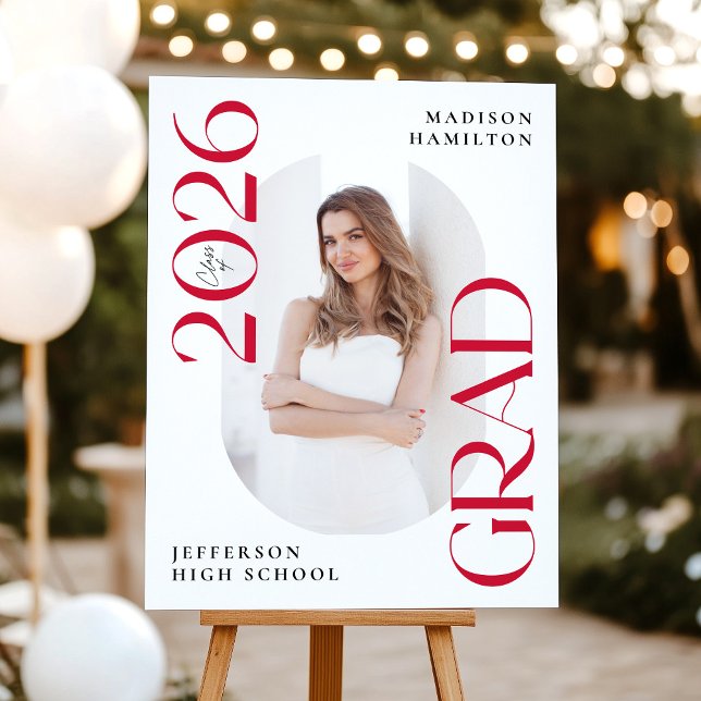 Modern Class of 2026 Red Graduation Welcome Sign (Creator Uploaded)