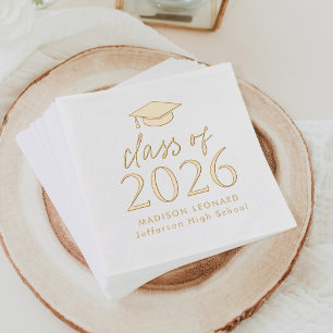 Modern Class of 2026 Script Graduation Foil Napkins