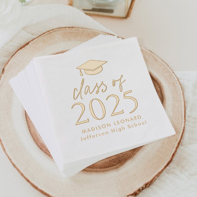 Modern Class of 2026 Script Graduation Foil Napkins (Creator Uploaded)
