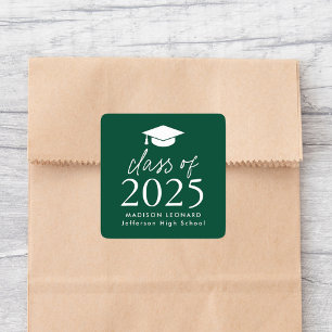 Modern Class of 2026 Script Green Graduation Square Sticker