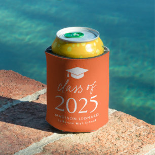 Modern Class of 2026 Script Orange Graduation Can Cooler
