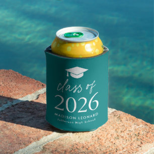 Modern Class of 2026 Script Red Graduation Can Cooler