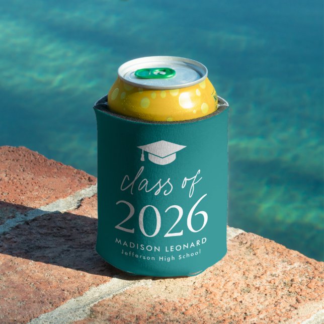 Modern Class of 2026 Script Red Graduation Can Cooler (In Situ Pool)