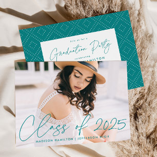 Modern Class of 2026 Teal Script Graduation Party Invitation