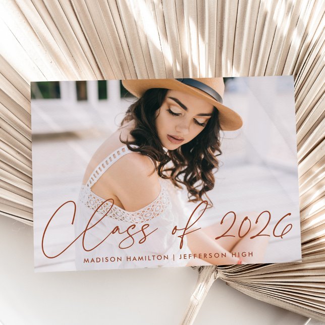 Modern Class of 2026 Terracotta Script Photo Announcement (Creator Uploaded)