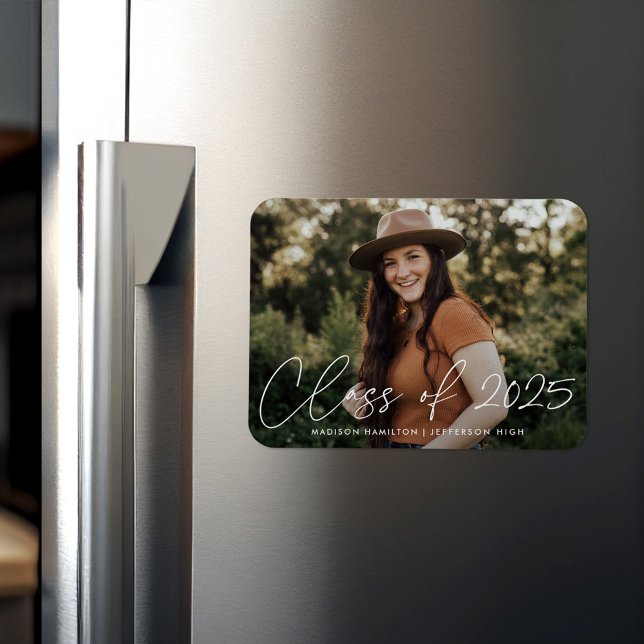 Modern Class of 2026 White Script Graduation Magnet (Creator Uploaded)