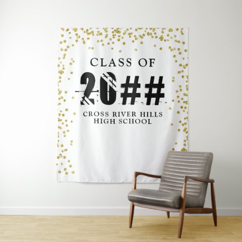 Modern CLASS OF 20XX Gold Confetti Photo Backdrop