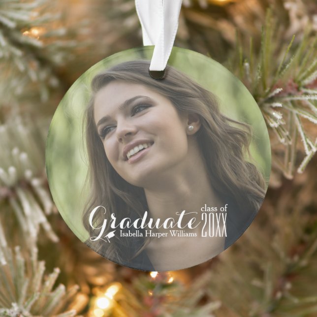 Modern Class of 20XX Graduation Cap Custom Ornament (Tree)
