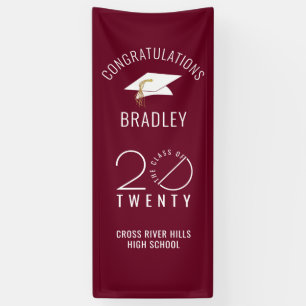 Modern CLASS OF 20XX Maroon Graduation Door Banner