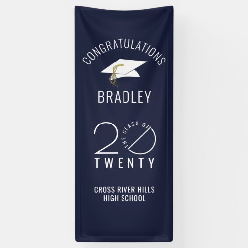 Modern CLASS OF 20XX Navy Blue Graduation Door Banner