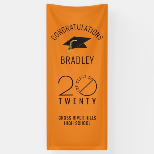 Modern CLASS OF 20XX Orange Graduation Door Banner