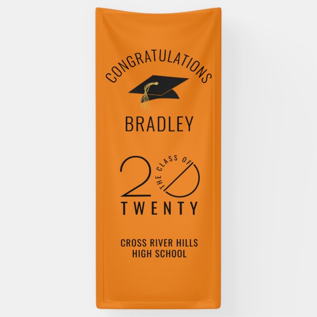 Modern CLASS OF 20XX Orange Graduation Door Banner (Vertical)