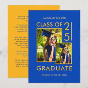 Modern Class Of 26 Royal Blue 2 Photos Open House Invitation