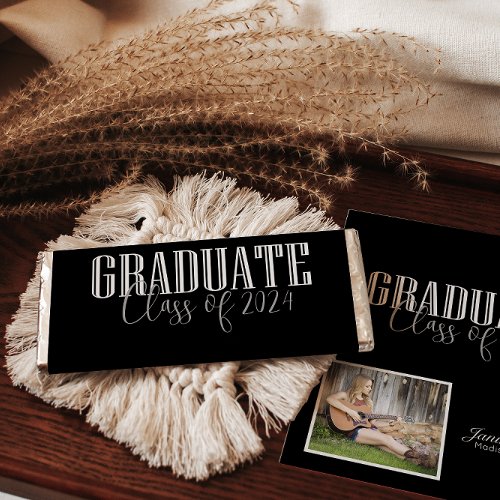 Modern Class of Add Photo Black Graduation Hershey Bar Favors