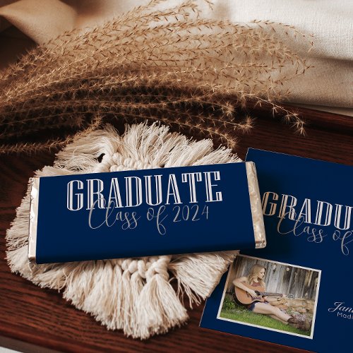 Modern Class of Add Photo Blue Graduation Hershey Bar Favors