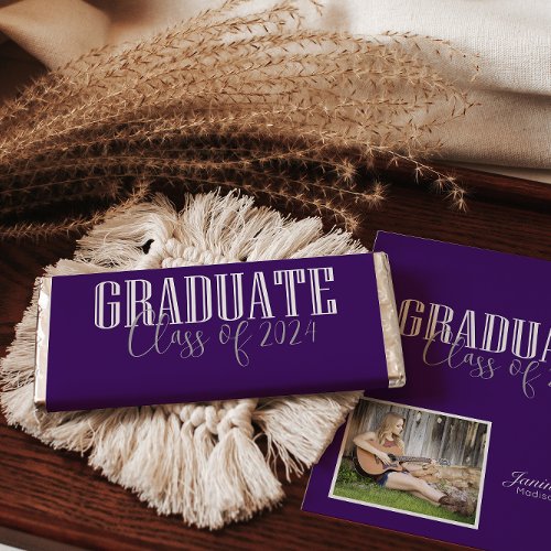 Modern Class of Add Photo Purple Graduation Hershey Bar Favors