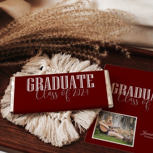 Modern Class of Add Photo Red Graduation Hershey Bar Favors