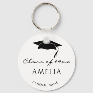 Modern Class of and Graduate Name Graduation Keychain