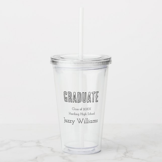 Modern Class of Grad Personalized Acrylic Tumbler (Front)