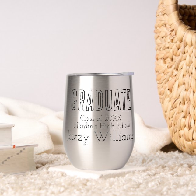 Modern Class of Grad Personalized Thermal Wine Tumbler (Living Room)