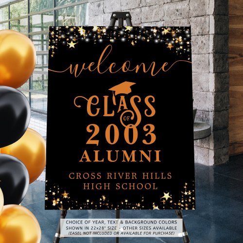 Modern Class Reunion Welcome Black Orange Foam Board