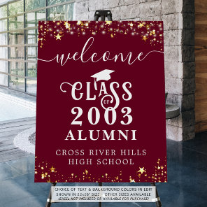 Modern Class Reunion Welcome Burgundy Maroon Foam Board