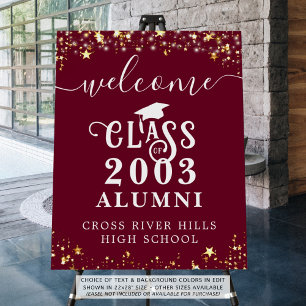Modern Class Reunion Welcome Burgundy Maroon Foam Board