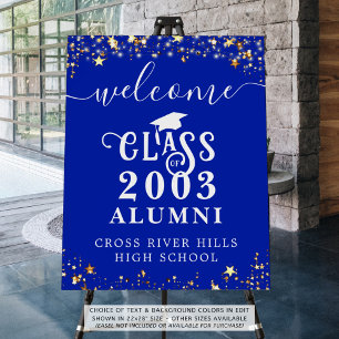 Modern Class Reunion Welcome Royal Blue Foam Board