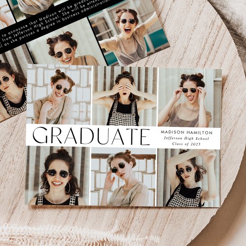 Modern Classic 12 Photo Graduation Announcement