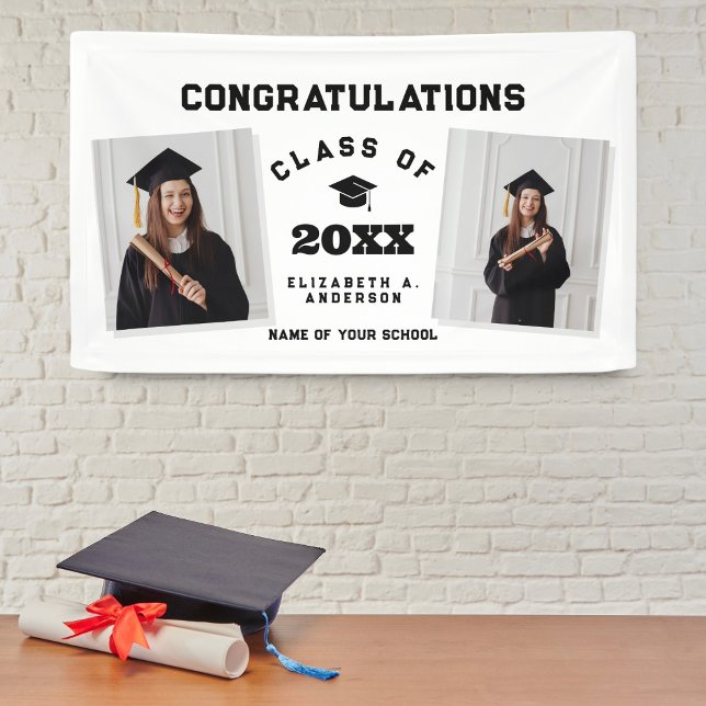 Modern Classic 2026 Graduate 2 Photo Graduation Banner (Creator Uploaded)