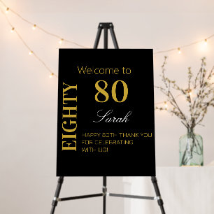 Modern Classic 80th Birthday Black Gold Welcome Foam Board