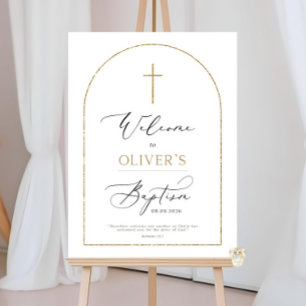 Modern CLASSIC Baptism Welcome Sign Template Golde