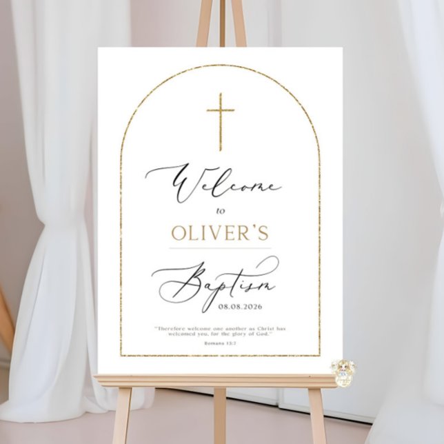 Modern CLASSIC Baptism Welcome Sign Template Golde (Creator Uploaded)
