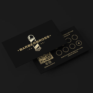 Modern Classic Barber Pole Black Barbershop Loyalty Card