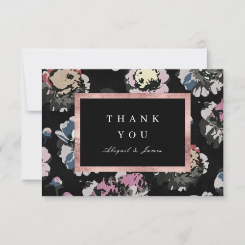 Modern classic black abstract floral  thank you ca