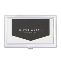 Modern Classic Black and Light Grey Business Card Case