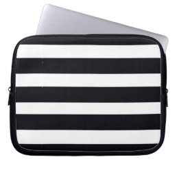 Modern Classic Black And White Striped Cool Chic  Laptop Sleeve