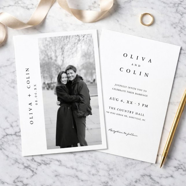 Modern Classic Black and White Wedding Photo Invitation (Creator Uploaded)