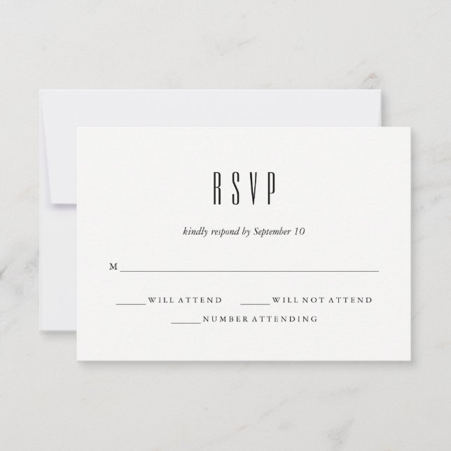 Modern Classic | Black and White Wedding RSVP (Front)